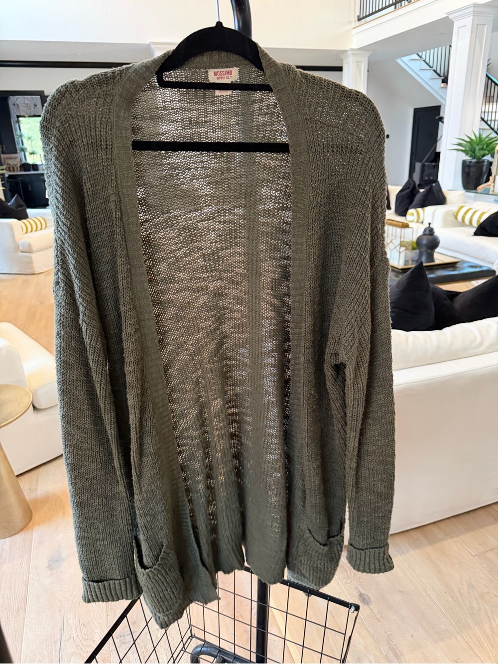 Mossimo Supply Co. Olive Open-Front Knit Cardigan